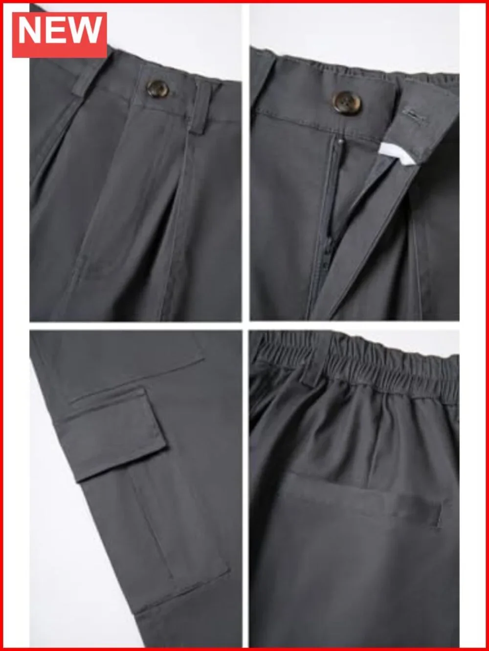 Men's Relaxed Fit Cargo Pants 6 Pockets Elastic Waist Cotton Work Pants
